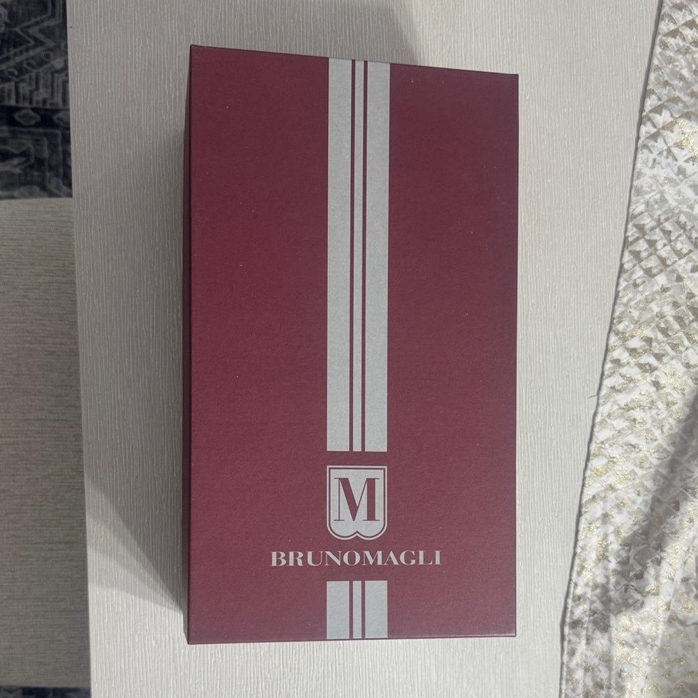 Bruno Magli black calf and burgundy Men's Shoe Box